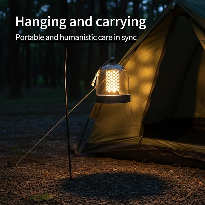 Camping Lantern, IPX4 Waterproof Touch Control LED Night Light, USB Rechargeable & Long Lasting Battery, Portable Hanging Tent Lamp for Outdoor Camping Hiking Backpacking,Silver Gray