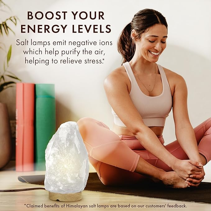 The Body Source Himalayan Salt Lamp 10-12 Inches (11-15lb) | Includes Dimmer Switch | Natural Salt Rock Lamp with Handcrafted Wooden Base & Night Light (Bulb Replacement)