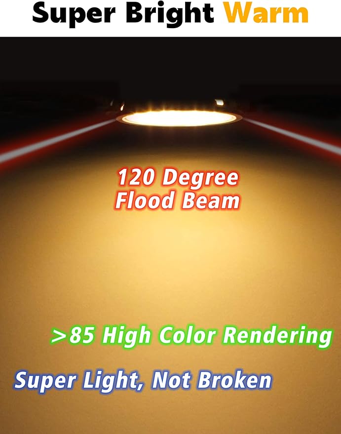 MR16 LED Bulbs Non-Dimmable 50W Halogen Equivalent, 2700K Warm White, 12V GU5.3 LED Spotlight Bulb, 120 Degree Flood Beam Angle for Landscape Track Ceiling Recessed Accent Lighting, 500LM, 6 Pack
