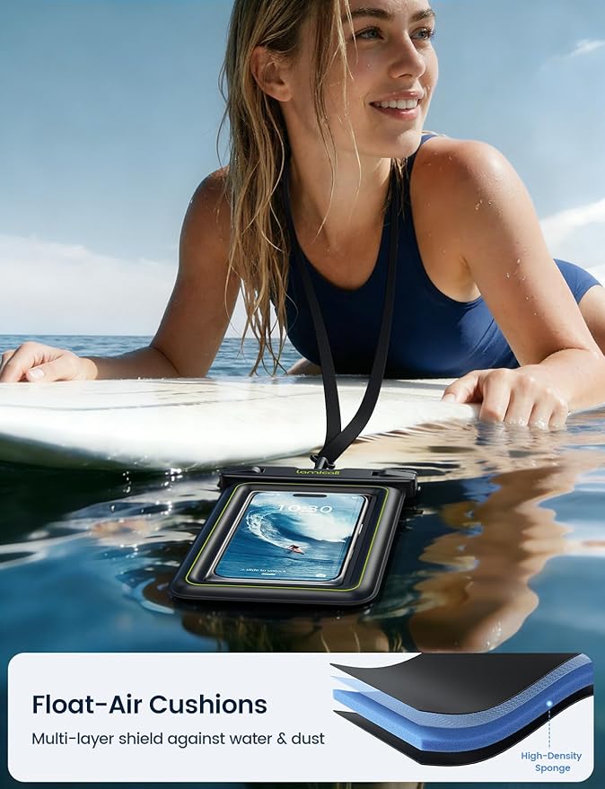 Lamicall IP68 Floating Waterproof Phone Pouch - [2 Pack] Water Proof Phone Case with Lanyard for iPhone 17 16 15 14 13 Pro Max, Galaxy S25 S24 Ultra, Beach Vacation Cruise Essentials Gifts, 4-8.5"