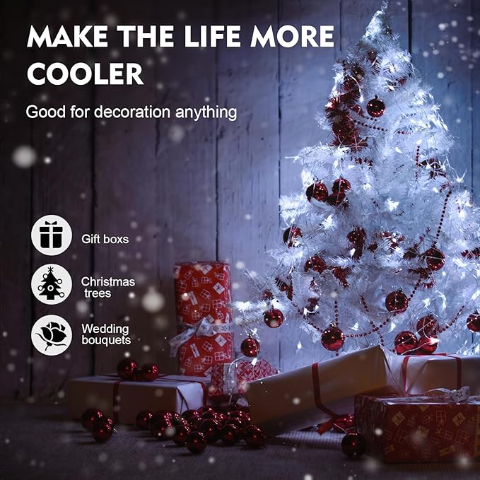 Aogist 16FT Fairy Lights with Spool,Ultra-Bright 50 LEDs Battery Operated Copper Wire String Light for Bedroom Christmas Wedding Centerpiece Parties Decoration,White