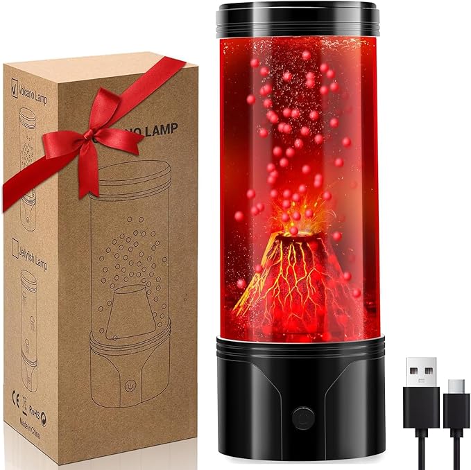 Volcano Lamp, Realistic Volcano Eruption Kids Night Light with USB/Battery Power,Leak-Proof,Funny Birthday Christmas Gifts for Kids Adults, Relaxing Sensory Mood Light for Home Bedroom Desk Decor