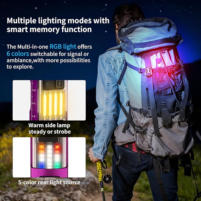 EDC Flashlight Rechargeable 365nm UV Flashlight with RGB, Mini Magnetic LED Flashlight 1500 Lumens Pocket Flashlight with Mode Memory for Working, Emergency, Pet Urine Detection (Purple)