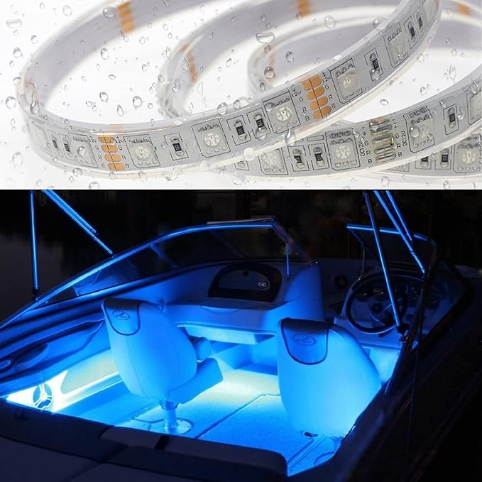 BSOD Outdoor LED Strip Lights Waterproof,IP68 Led Strip 12v Boat Underwater Lights 16.4ft 5050 SMD 300 Led Tube Flexible 5050 White Rope Light for Swimming Pool Boat Fish Tank