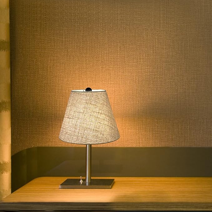 TOOTOO STAR Small Lamp Shades for Table Lamps Set of 2, Brown 6" Top X 10" Bottom X 7" High Modern,rustic style lamp shade,Handmade Lampshade in Natural Fabrics (Spider)