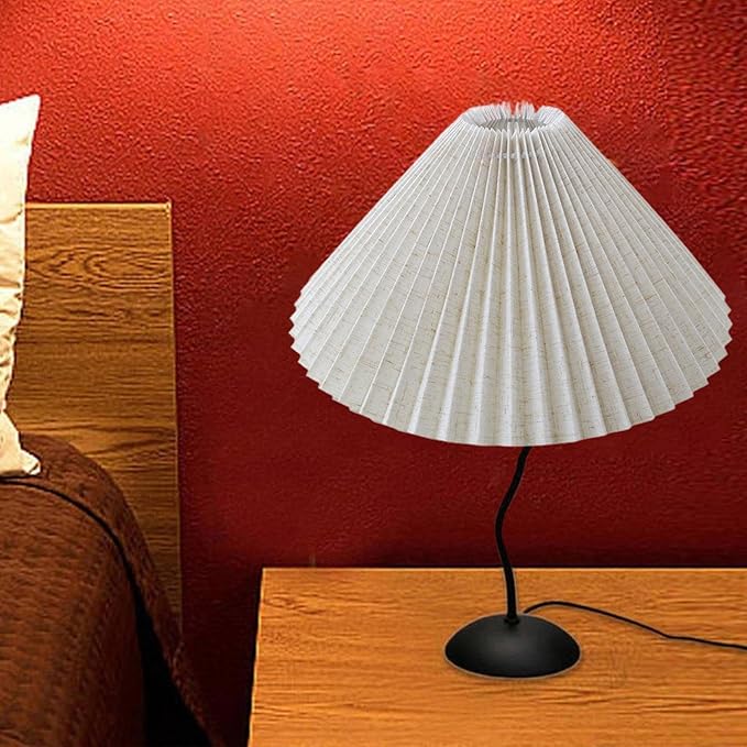 Pleated Table Lamp Shade Decorative Fashion Cloth Replacement Chandelier Shade for Dining Room Living Room, Linen