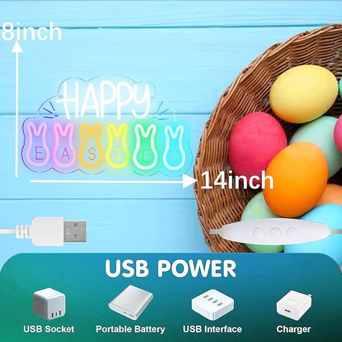 Brighten Your Easter with Joy! – Warm LED Neon Lights for Home, Wall & Party Decor – Perfect for Easter Egg Hunt, Basket Stuffer Hoppy Spring Celebration & Festive Atmosphere