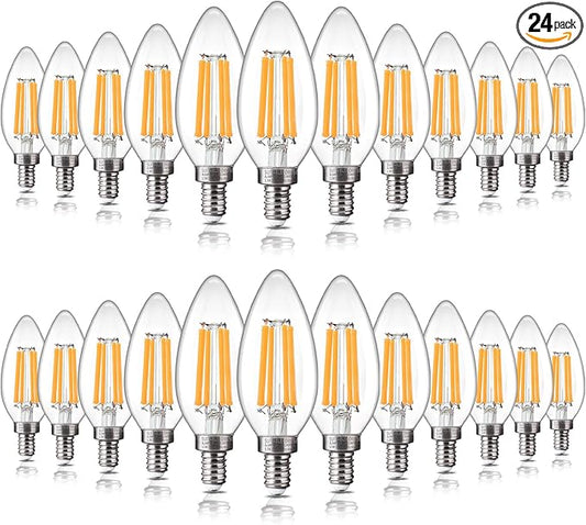 ALAMPEVER E12 LED Bulb 100 Watt Equivalent, 800LM Super Bright Dimmable LED Light Bulb, B11 2700K Soft White Candelabra Bulb, 5.5W, 24 Pack