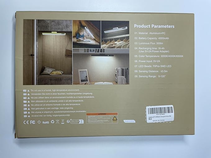 Battery Powered Operated Wall Strip Lights, Motion Sensor LED Light Bar Indoor, Rechargeable Magnetic Under Cabinet Lighting Wireless with Remote Control for Desk Mirror Closet – White