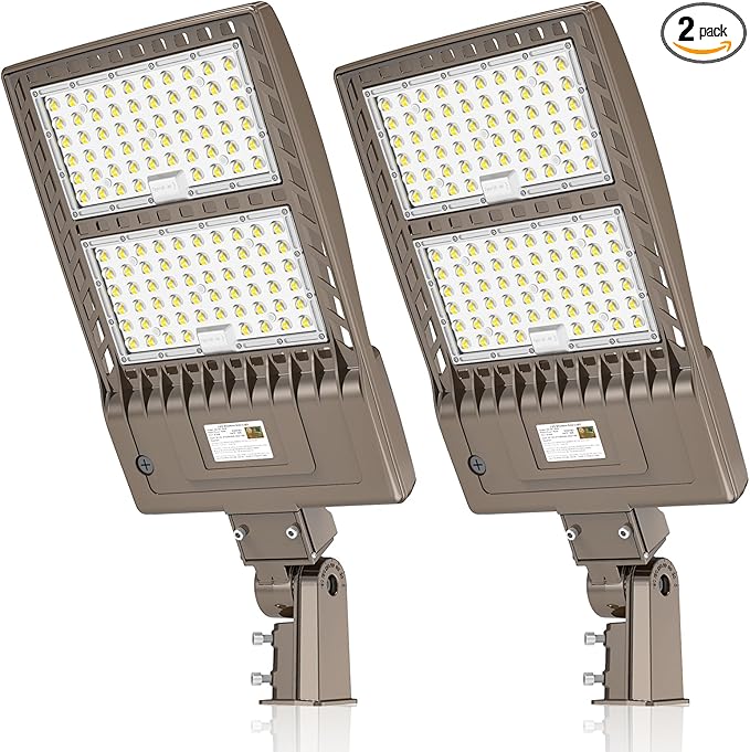 KUKUPPO 2 Pack 320W LED Parking Lot Light 48,000LM, DLC UL Listed Industrial Grade LED Shoebox Parking Pole Light 5000K IP65 Waterproof with Slip Fitter 100-277VAC
