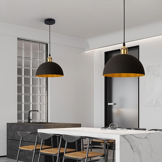 Modern Industrial Black Chandelier 9.8 inches, line Length 78.74 inches, Kitchen Island, Bedroom, Dining Room, Living Room, Hallway