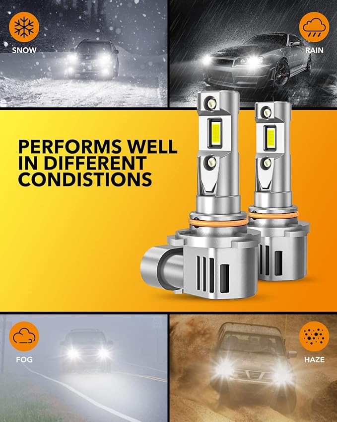 OXILAM Q36 H11 9005 Light Bulbs Combo, 60000 Lumens 800% Brighter 6500K Cool White Light, 1:1 Size Halogen Replacement, IP68 Waterproof, Pack of 4