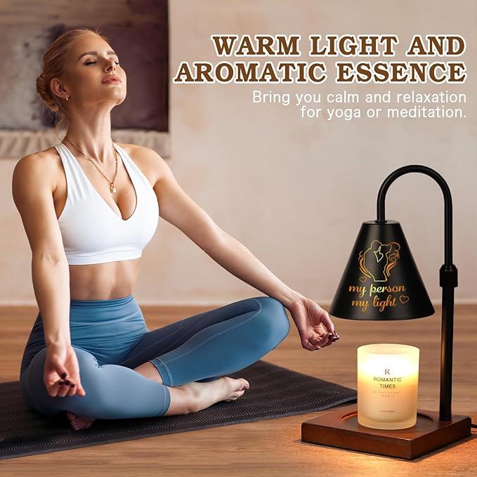 Candle Warmer Lamp with Timer Dimmable, Anniversary Birthday Wedding Gifts for Women Men Couple, Adiustable Height Candle Warmer Black Candle Lamp