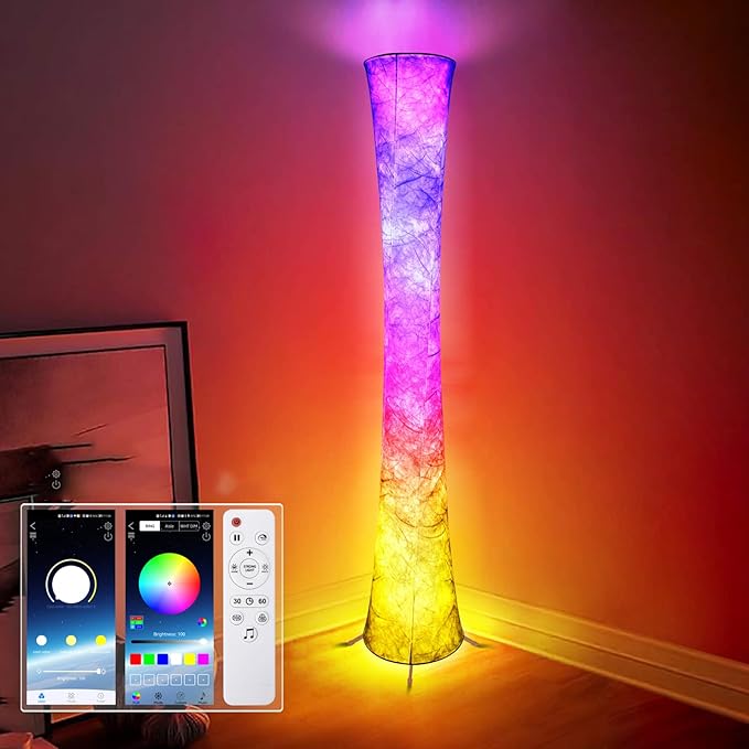 Floor Lamp, RGB Color Changing Led Smart Lamp, Music Sync, APP Remote Control, 62'' Standing Lamp for Living Room Bedroom Game Room