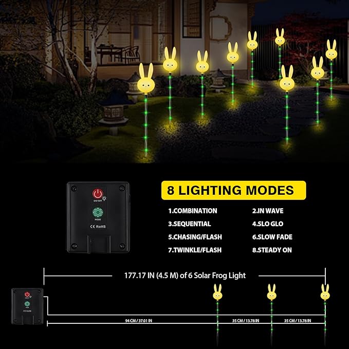 Solar Bunny Stake Lights for Easter Decorations - Set of 3PCS Easter Gifts Decor with Cute Rabbit Lights,Unique Housewarming Outside Gifts,Waterproof Solar Garden Lights for Yard/Lawn/Birthday Decor