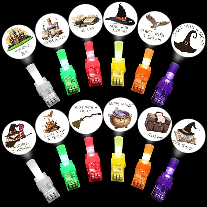 Tuanse 36 Pcs Magical Wizard Finger Lights, Glow in The Dark Finger Lights Bulk, Wizard Theme Party Favors for Kids, Goodie Bag Stuffers, Classroom Rewards Prizes, Birthday & Fantasy Celebration Decor