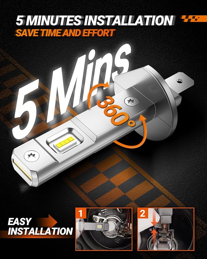 SEALIGHT H1 Bulbs 36000LM Super Bright, 1:1 Size Stock S6 H1 Light No Adapter Required No Cordless, 6500K Cool White Hi/Lo Bulbs, Plug-N-Play, Driving Fog Spot Light Assemblies, Pack of 2