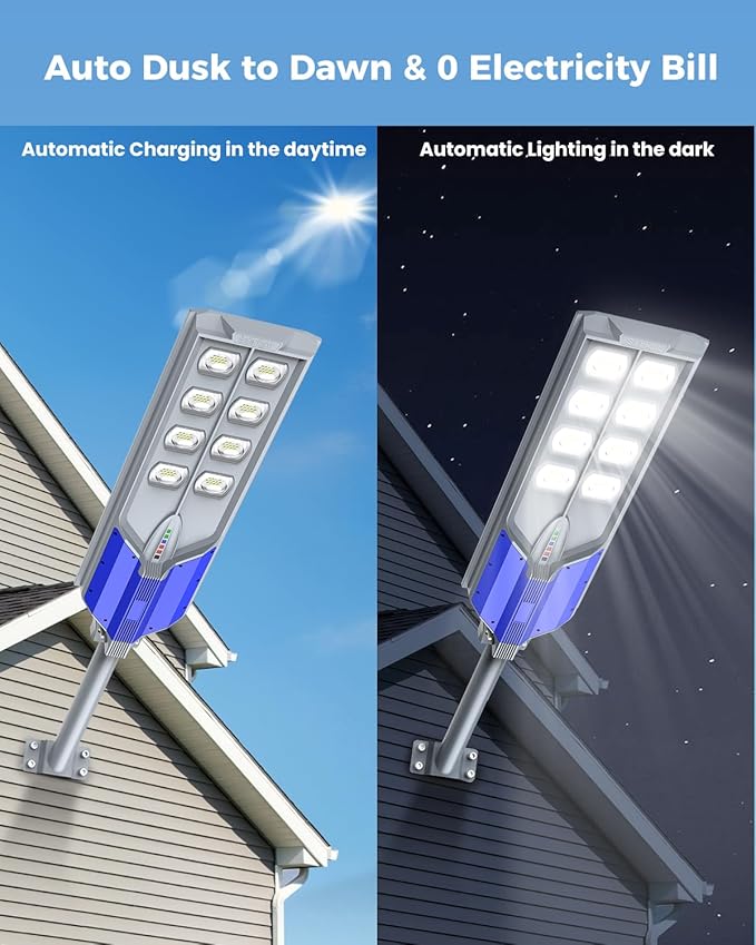 AIKVSXER S-9000W Solar Street Lights Outdoor, 6500K Commercial Dusk to Dawn Parking Lot Light, Waterproof IP67 Solar Security Flood Lights with Motion Sensor and Remote for Yard, Road, Driveway