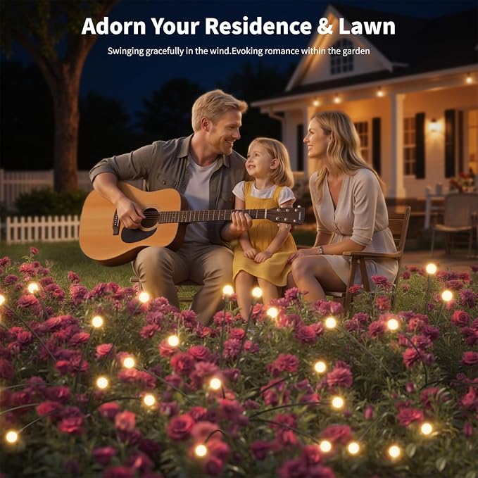 Outdoor Solar Lights Waterproof (8 Pack, 80 LED), Fairy Garden Decor, Fairy Tale Courtyard Decor, Firefly Lights, Solar Garden Lights, Solar Landscape Lights, Gifts for Women Who Have Everything