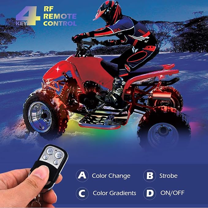 SHINIGHT 8 Pcs Motorcycle LED Light Kits, App Control Multicolor Waterproof Motorcycle LED Strip Lights with RF Remote, Music Sync & Multiple Scene Modes RGB LED Lights for Motorcycles