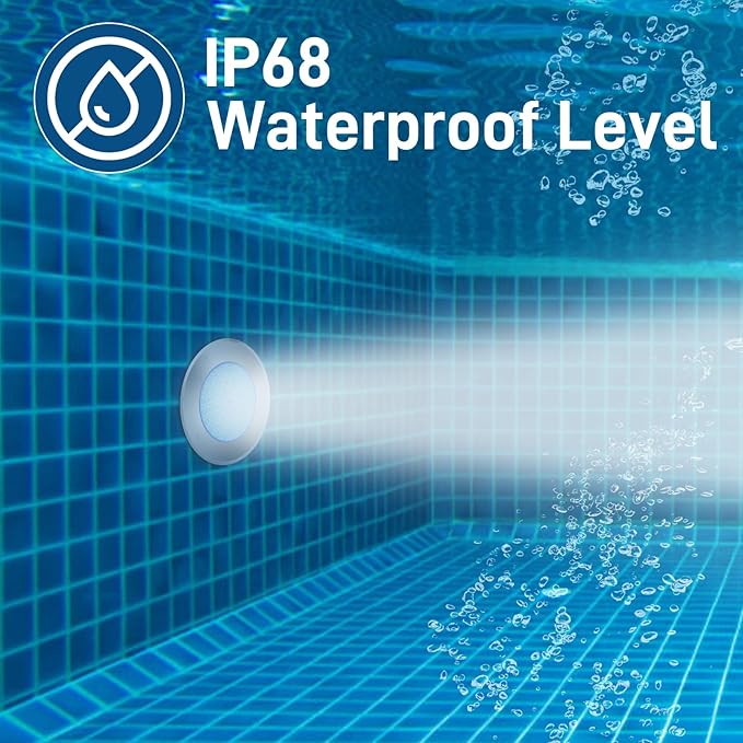 VINGLI 10in LED Swimming Pool Light 54W 120V RGBW Color with 3 Control Way (App/Remote/Manual Controller) for Inground Pools,IP68 Waterproof,50 FT Cord
