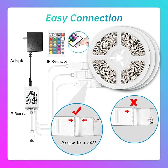hyrion LED Strip Lights 200ft, Music Sync LED Lights Strip for Bedroom, RGB Color Changing Bluetooth LED Lights with Remote,Smart APP Control