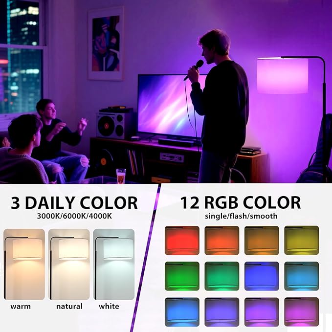 2-Light Dual-Bulb Cordless Floor Lamp, Extra Weighted Base Ultra-Stable Battery Lamp, 3 Color Temps Dimmable 2X Brighter, RGB Remote, Sturdy Standing Lamp for Bedroom Living Room Porch