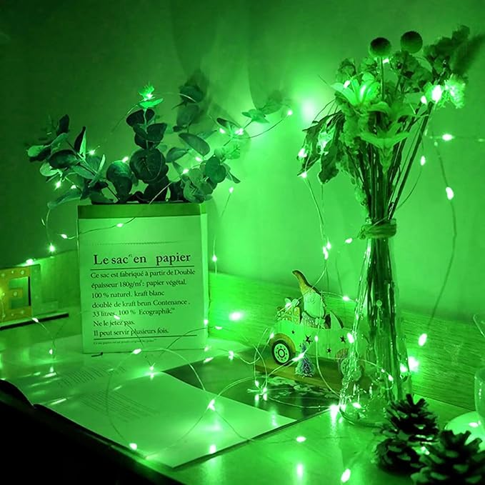 50 Pack Green Fairy Lights 7Ft 20 LED Twinkle String Lights 3 Modes Battery Operated Waterproof Firefly Starry for Mason Jar Table Centerpieces Halloween Christmas St. Patrick's Day