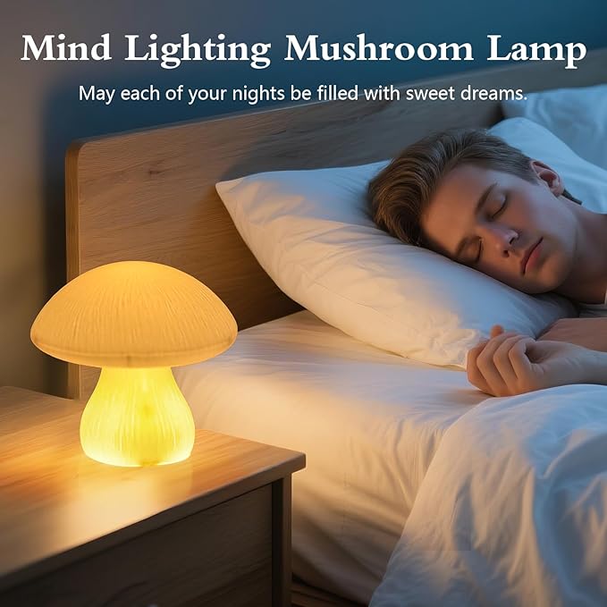 Vigdur Mushroom Lamp Small Lamp, 16 Colors Changing Mushroom Night Light Battery Operated with Remote, Christmas Table Lamp for Woman Bedroom Living Room Cottagecore Decor, 7.8'