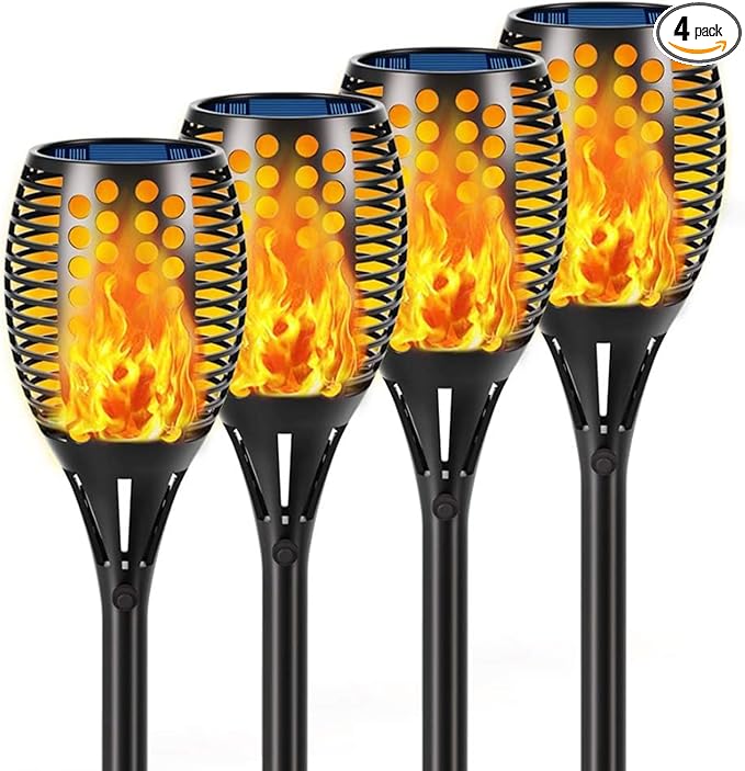 Aityvert Solar Torch Lights, 43" Flickering Flames 96LED Larger & Higher Torch Lights Outdoor Waterproof Landscape Decoration Lighting Dusk to Dawn Auto On/Off for Yard Garden Pathway 4-Pack