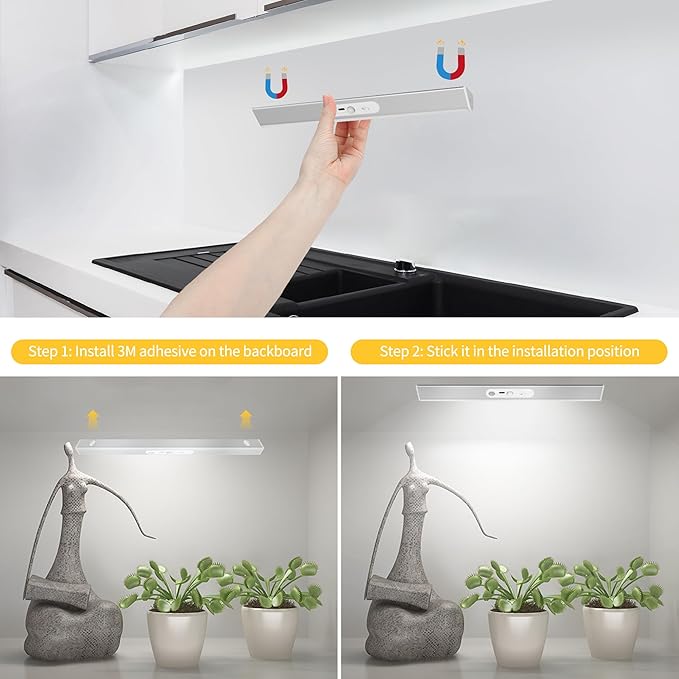 Closet Lights Wireless with Eye-Protection Design, Closet Motion Sensor Light with Remote and Magnetic, Rechargeable Motion Sensor Light with 3000/4000/6500K and Dimmable,Cabinet Lights with 90+CRI