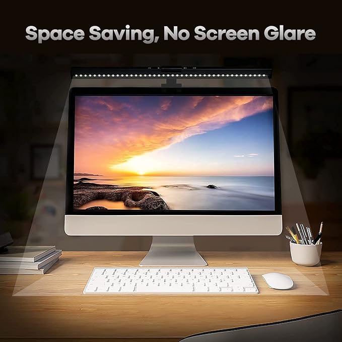 Monitor Light Bar, USB Powered LED Computer Light for Desk/Office/Home, 3 Adjustable Color Temperature, 10 Dimming Brightness Levels, No Screen Glare, Black