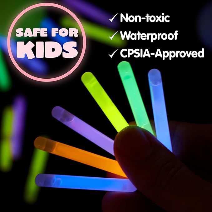 JOYIN 120 Pcs Easter Eggs with 120 Mini Glow Sticks for Kids Glow-in-The-Dark Basket Stuffers Fillers Gift, Easter Egg Hunt Game Party Favors Decorations Supplies, Classroom Prizes
