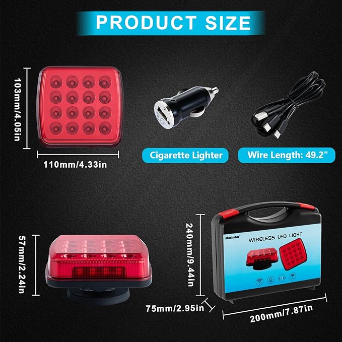 Wireless LED Road Flares for Emergency,Rechargeable Safety Flashing Lights for Vehicles,Portable Strobe Light Magnetic Emergency Strobe Light Kit for Truck(Red)