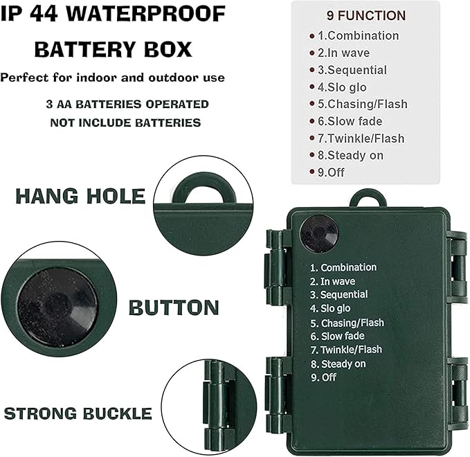 TW SHINE Battery Operated Christmas Lights, 4 Pack Total 200 LED 64 FT Battery Operated String Lights with 8 Modes, Xmas Light for Outdoor Indoor Wedding Party Home Decorations, Warm White