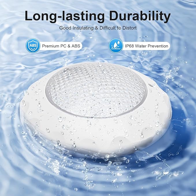 45W 12V LED Pool Light 3000LM RGB Color-Changing Waterproof IP68 Underwater LED Lights Swimming Pool Fountain Pond Colorful Lamp with Remote Controller