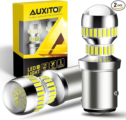 AUXITO 1157 LED Bulb White, 400% Super Bright 2057 2357 7528 BAY15D LED Light Bulbs for Backup Reverse Signal Blinker Tail Parking DRL Brake Lights, 6000K White