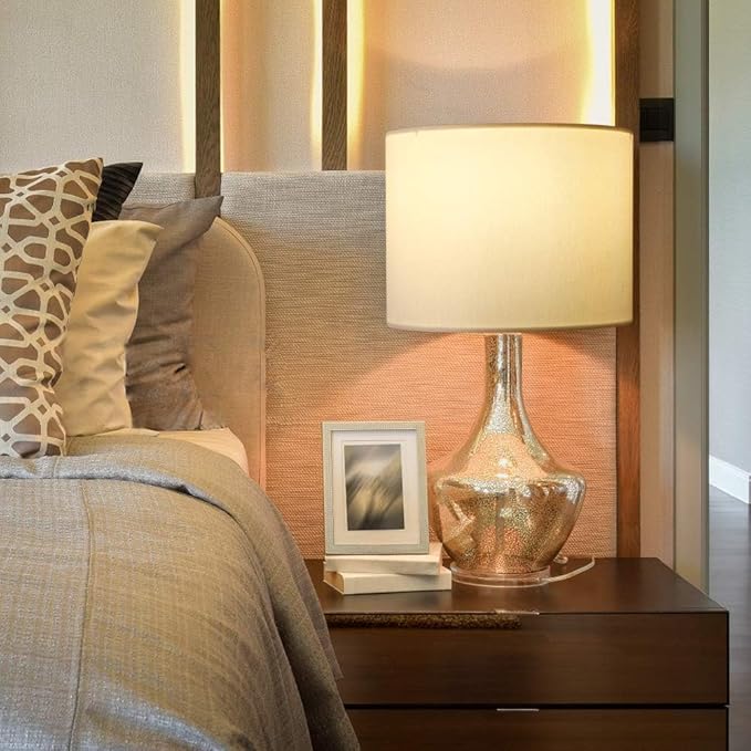 Wellmet Cream White Set of 2 Drum Lampshades, Easy Assembly Required 16" Top x 16" Bottom x 12" High Replacement Lamp Shades, Fabric Lampshades for Table Lamps Floor Lamps, Metal Spider Fitter