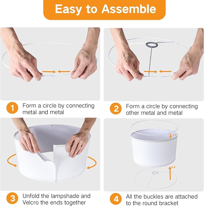 OUTON White Large Drum Lamp Shades for Floor Lamps, 16" Top x 16" Bottom x 9" High, Easy to Assemble, Replacement Linen Lampshades for Table Lamps & Bedside Lamps (1.65" Spider)