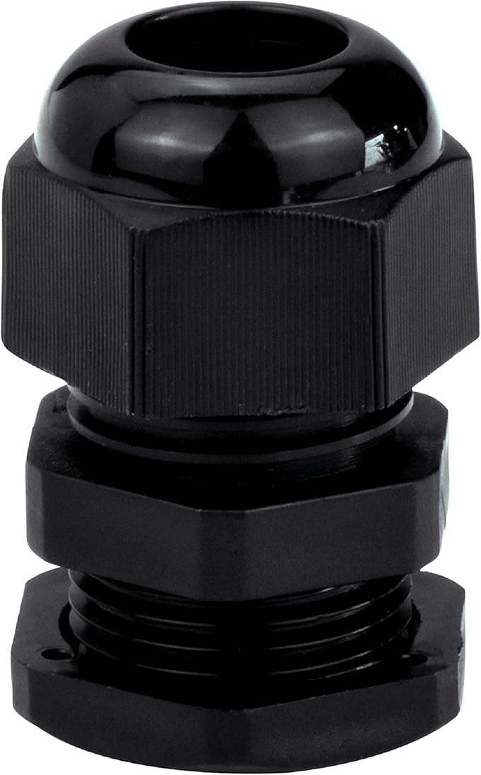 Conextlink 5pcs Waterproof IP68 Nylon Firewall Bushing Grommet Cable Gland Joint Adjustable Locknut Protectors for Power Cable (4 Gauge, Black)