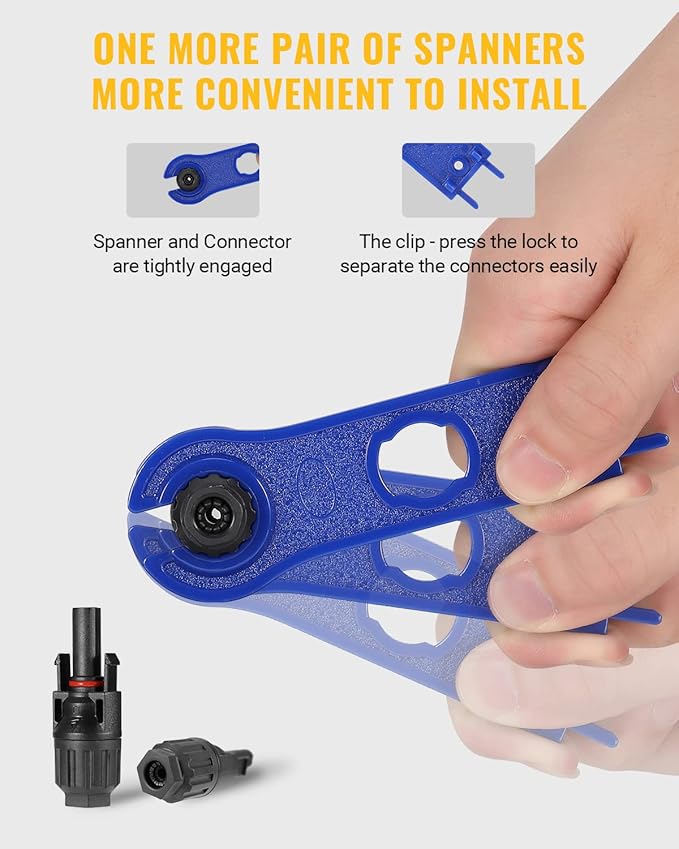 BougeRV 44PCS Solar Connector with Spanners IP67 Waterproof Solar Panel Cable Connectors Male/Female 22Pairs(10AWG)