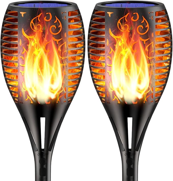 Solar Torch Lights, 43in 96 LED Waterproof Flickering Flames Solar Lights Outdoor Landscape Decoration Lighting Dusk to Dawn Auto On/Off Security Torch Light for Patio Garden Yard Driveway