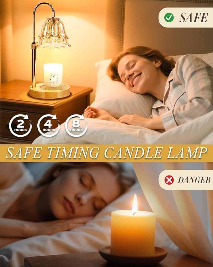 Flower Candle Warmer Lamp with Timer Dimmable, Birthday Gifts for Women Mom, Candle Warming Light Height Adjustable, Wax Melt Warmer for Jar Scented Candles, Housewarming Candle Lamp