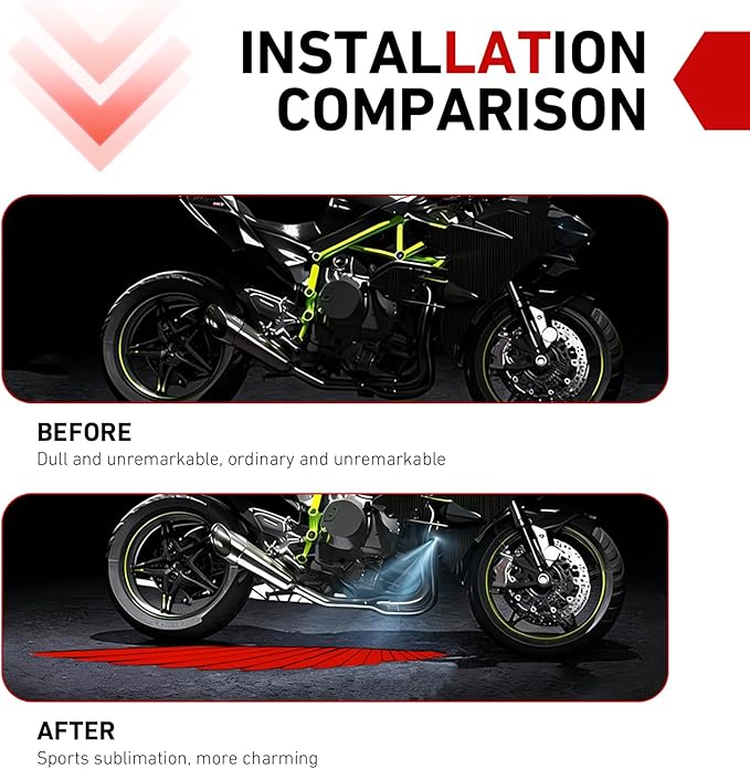 2 PCS Motorcycle LED Projection Lights, Wing Pattern Exterior Decor Lights, Vehicle Ground Projection Lamp for Motorcycle, Universal for Most Motorcycles (Red)