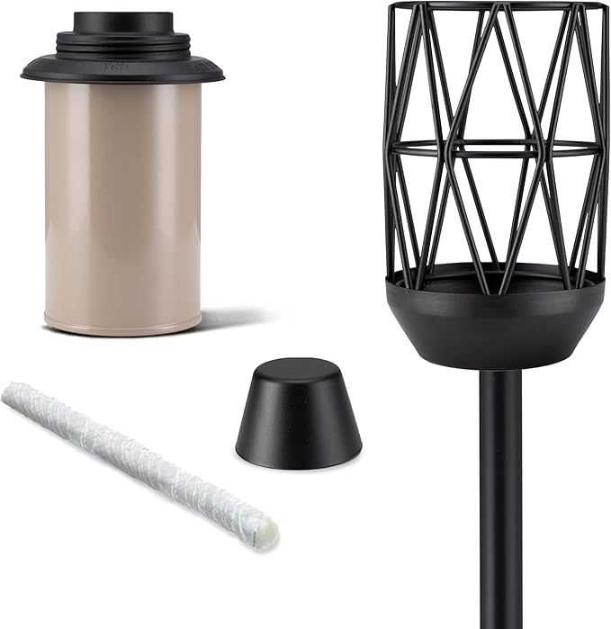 TIKI BiteFighter 64.25" Wire Metal Torch – Mosquito-Repellent Outdoor Decorative Lighting for Patio, Lawn, Backyard & Garden | Modern Bronze & Black | Includes Long-Lasting Wick & Snuffer (Pack of 4)