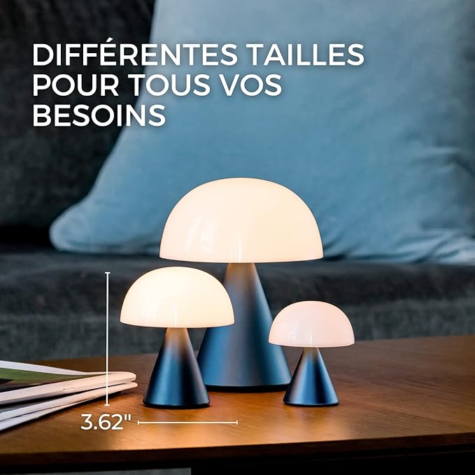 Lexon Mina M Mushroom Lamp - Portable Bedside Light for Bedrooms, Kids & Nursery - 9 LED Color Rechargeable Table Lamp with 24h Light & Dimmer, Medium - Orange