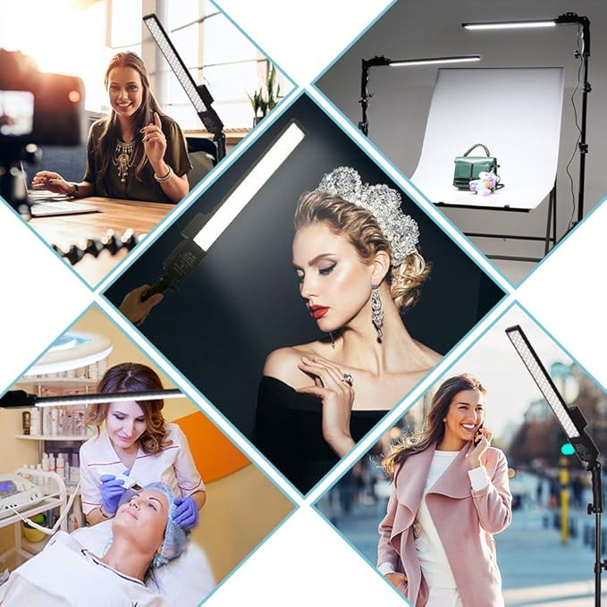 LED Video Light Battery Powered Photography Light Portable Handheld Wand,Dimmable 2800-5500K Photo Studio Light Kit with NP-550 Li-ion Battery and Stand for Portrait, YouTube,Outdoor Video