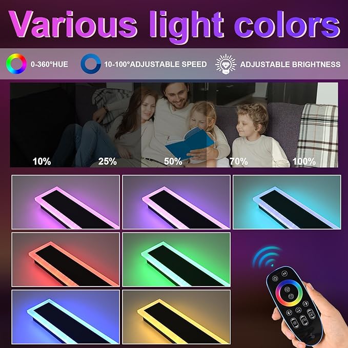 Modern RGB Long Outdoor Wall Lights for House,2 Pack RGB LED Wall Light Fixture,40 inch Led Liner Wall Sconce Lights,Dimmable Exterior lighting Fixtures for Porch,Garage,Patio with Romote Control