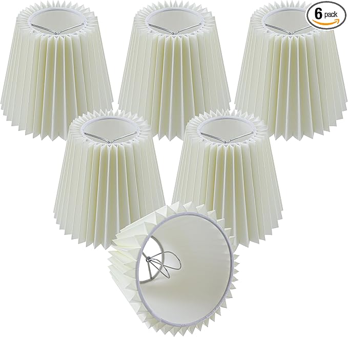 Small pleated lampshade chandelier shades set of 6. Lampshade for Wall Lamp.chandelier shades.small table lamps.For Cutting Edge bulbs.light bulb shade.chandelier light covers.4" X 5" X 6"