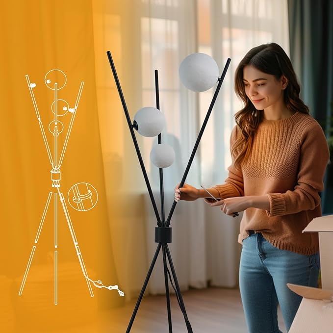 Floor Lamps for Living Room - Tall Floor Lamp 3D Printed Standing Lamp Modern Bedroom Floor Lamp Large Moon Floor Lamp with Remote Tripod Floor Lamp for Living Room,Bedroom,Office